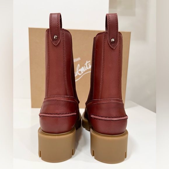 Christian Louboutin Glorina Bourbon Leather Chelsea Boots calf shoes - Picture 6 of 11